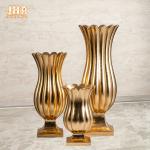 Fiberglass Plant Pot Homewares Decorative Items Indoor With Gold Finish