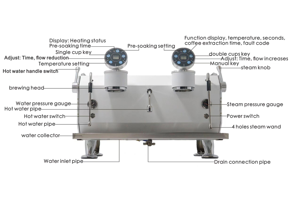 Stainless Steel Gep Commercial Coffee Maker for Double Group 660*560*450mm Dimensions