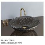 Unique Design Counter Top Tempered Glass Hand Wash Basin Above Counter Mounted