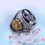 Thai 925 Silver Gold Tone Retro Womens Mens Buddhist Fashion Jewelry(036389W)