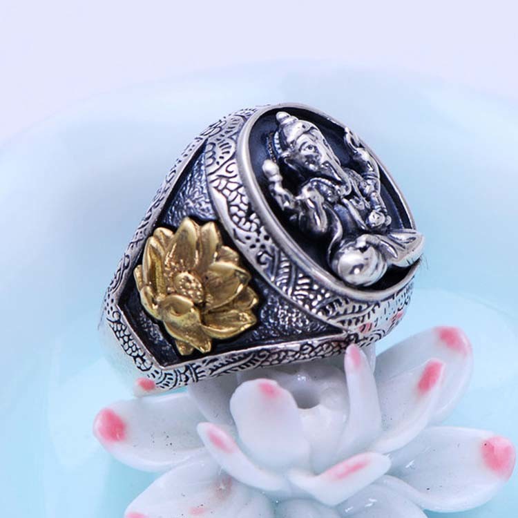 Thai 925 Silver Gold Tone Retro Womens Mens Buddhist Fashion Jewelry(036389W)
