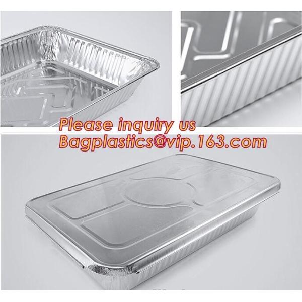 Silver Foil Rectangular Takeout Container with paper lid,Kitchen Use Aluminum