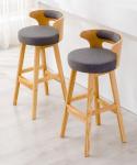 Nordic Modern Simple Wood Bar High Chair Natural Solid Wood Stool within Leisure