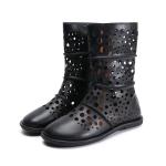 S147 Factory retro literary leather high-top boots Guangzhou women's shoes round
