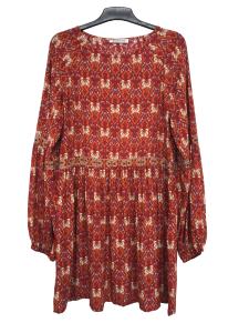 China Red Printed Ladies Plus Size Dresses With Long Sleeve Plus Size Short Skirt Casual Style factory