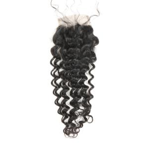 China Real Natural Brown Lace Front Middle Part Closure Deep Wave Customized Length factory