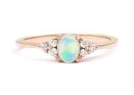 Cobochon Cut 9K Gold Ring , 0.5ct Natural Opal Ring 5×7MM Size