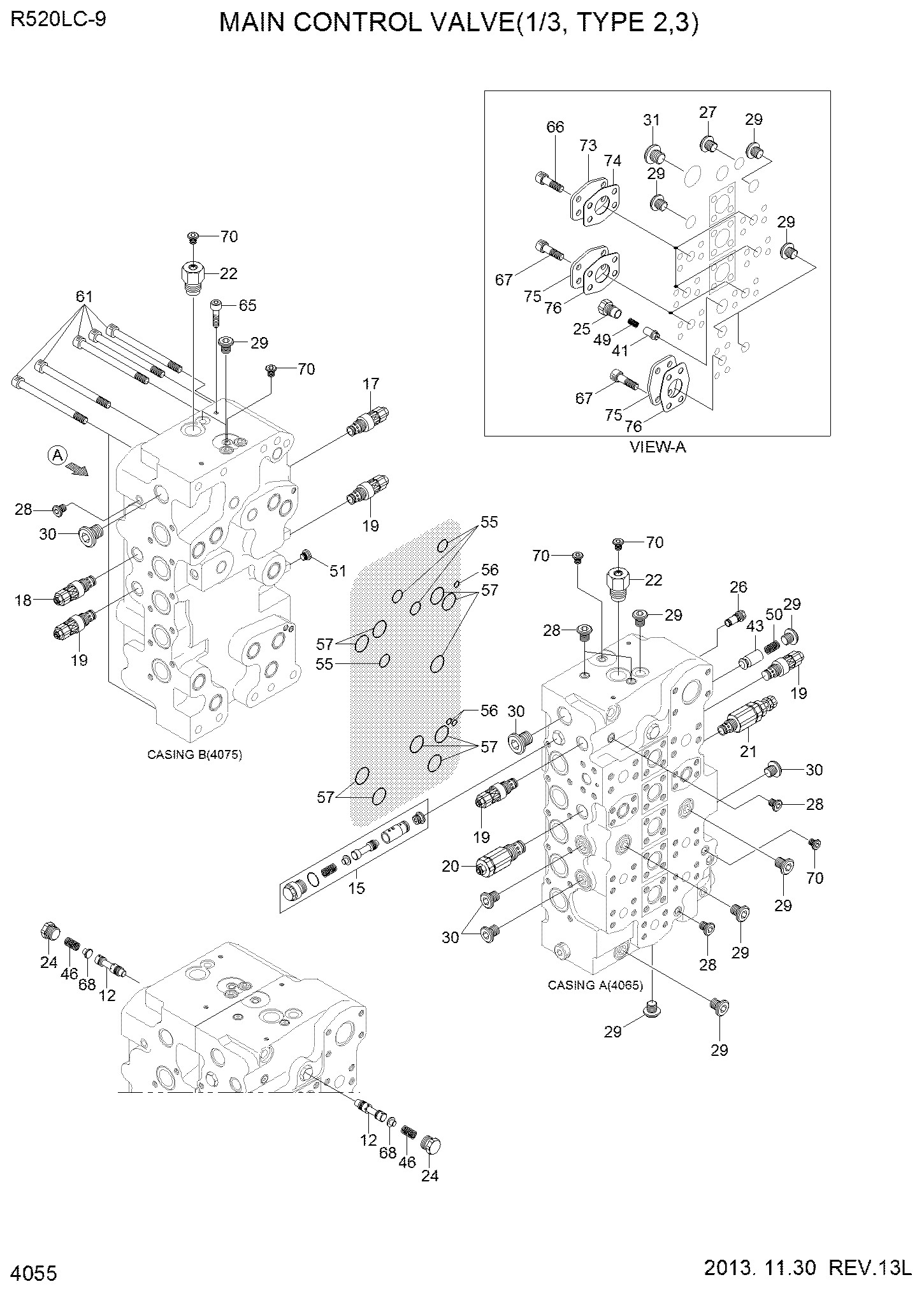 R520-9 Excavator Hydraulic Control Valve For Hyundai 31QB-17100 Main Control Valve