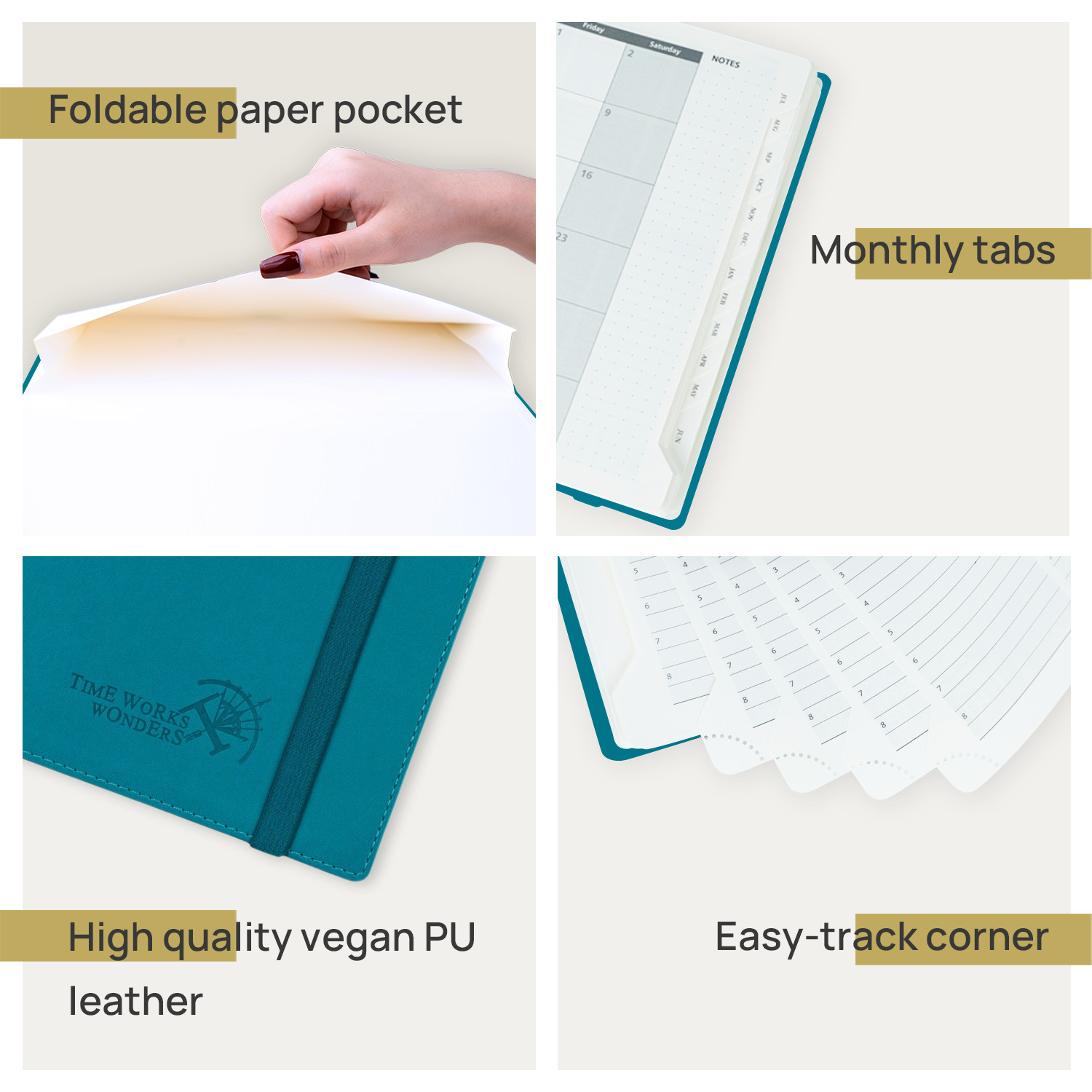 Large Night Blue 10.5''X8.5'' Custom Weekly Planner 2023 Soft Cover Plastic Band