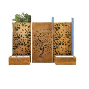 China Custom Outdoor Oke Tree Design Rusty Corten Steel Privacy Screens Panel factory