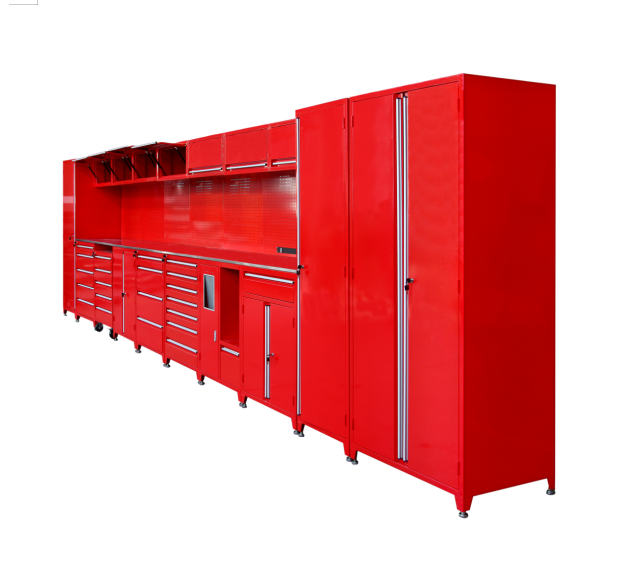Large Garage Workbench with Removable Metal Tool Boxes Storage Cabinet and Slatwall