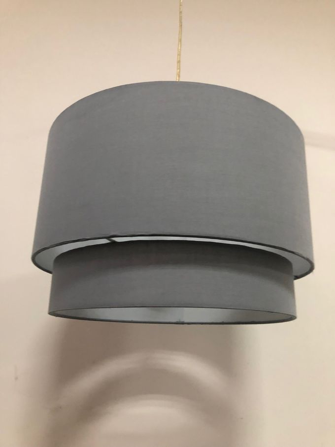 TC 3 Layer Hardback Lamp Shade Gray Linen Collapsible for Ceiling