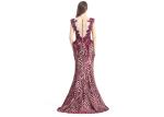 Lace Embroidery Burgundy Middle Eastern Evening Dresses Sweep Train Tapestry