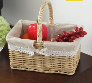China Handmade Natural Willow Wicker Picnic Basket Cheap Lunch Bags Hot sale products Outdoor Lunch Basket factory