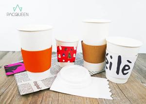 China Brown Kraft / White Reusable Coffee Cup Sleeves , Cup Sleeves For Hot Drinks factory