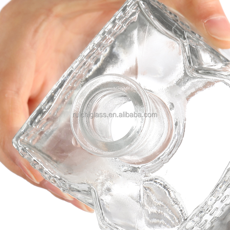 High Flint 375ml Frosted Liquor Glass Bottle in with Customize Sealing Type