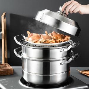 China Custom Kitchen Cookware 3 layer Food Steamer Cooker Steamer Pot 304 Stainless Steel Steam Cooking Pot factory