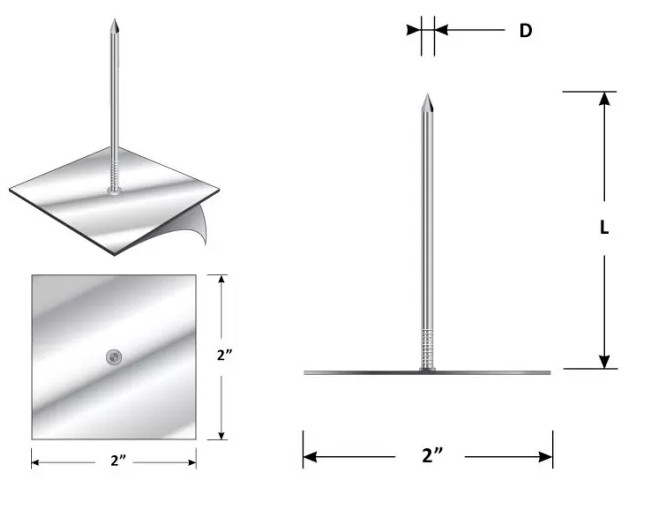 Hvac System Aluminum Metal Insulation Stick Pins For Fixing Rockwool Board