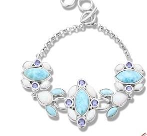 China Adjustable Dominica Genuine Larimar Silver Cuff Bracelet For Teenage Jewelry factory