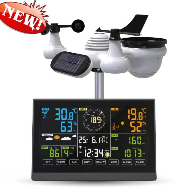 7 IN 1 Solar Powered Weather Station 300x279x393mm Radio Controlled Clock