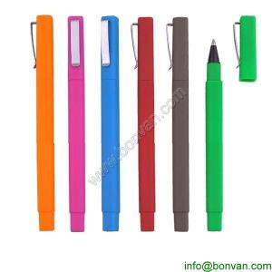 China promotional logo brand hotel ball pen,square rubber hotel pen factory