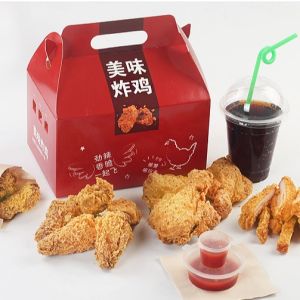 China Ivory Borad Anti Oil BOPP Sealable Fried Chicken Box Varnishing on sale