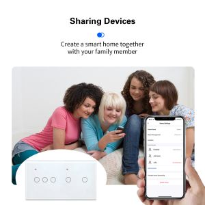 157 Type 8gng White Black Smart Light Switch Glassy Remote Control Wifi Switch