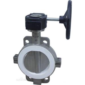 China Ptfe Coated Lining Split Body Pneumatic Actuator Wafer Butterfly Valve factory