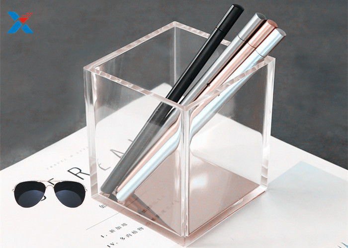Make Up Brush Custom Made Acrylic Boxes , Transparent Acrylic Display Cube
