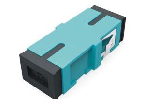 China ISO RoHS ABS / PBT Aqua Blue color OM3 SC Simplex MM fiber optic adapter factory