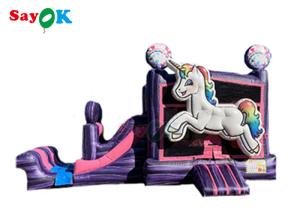 China Inflatable Kids Slide Inflatable Unicorn Bounce House Jumper Slide Party Rental Unicorn Kid Zone Wet Dry Combo factory