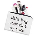 Simple White Polyester Women Makeup Bags with Printed Letter