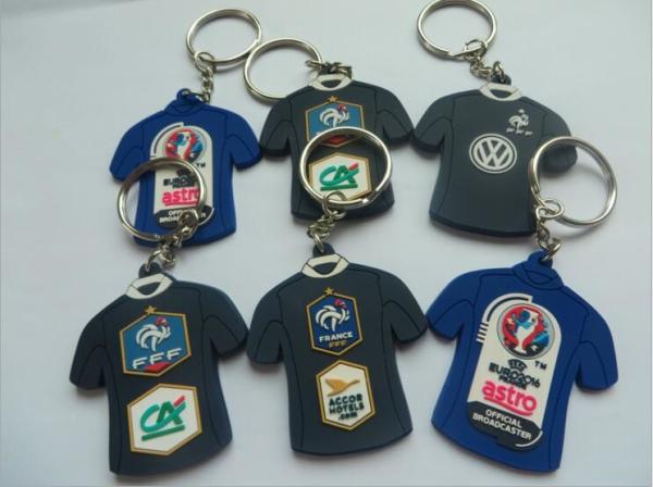 Custom 2d/3d Football Team Sportswear Shape Soft PVC Keychain For Euro 2016
