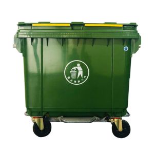 Outdoor 1100L Garbage Bin HDPE Rolling Trash Can With Lid Rectangular