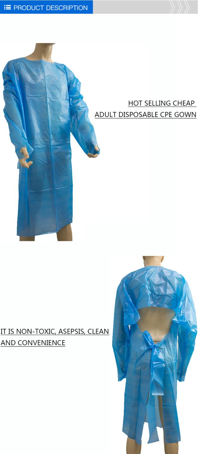 Long Sleeve Disposable CPE Gown With Thumb Loop Cuff