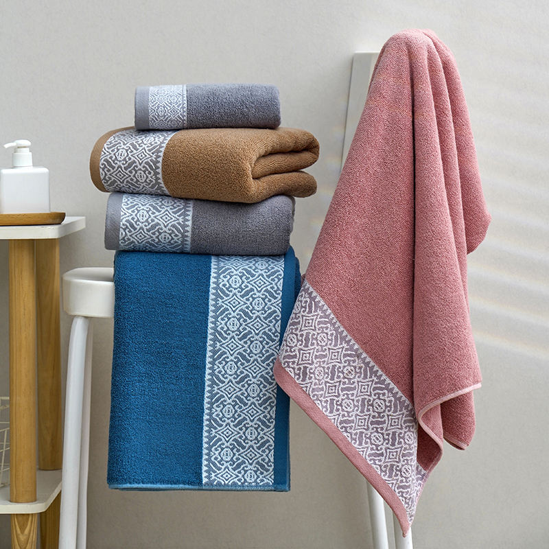 Cotton Flower Bath Towel for Household Dark Color Quick Drying and Water Absorption