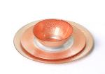 Hand Made Embossed Lead Free Glass Charger Plates , 33cm Crystal Glass Plates