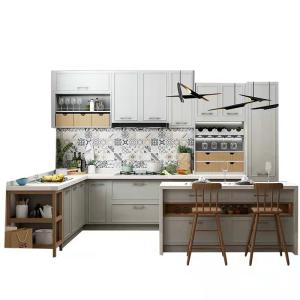 China Built-In Wood Modular Plywood Cupboard Finish Classical Kitchen Cabinets factory