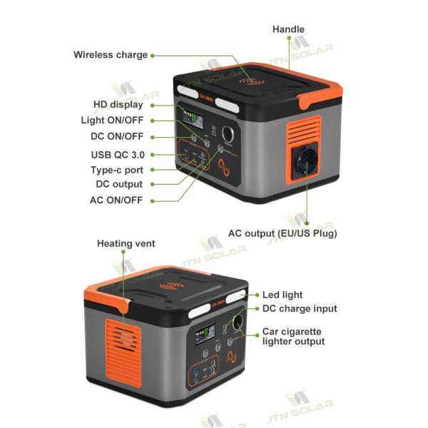 Travel Solar Powered Power Station Camping 1000 Watt LiFePO4 Battery