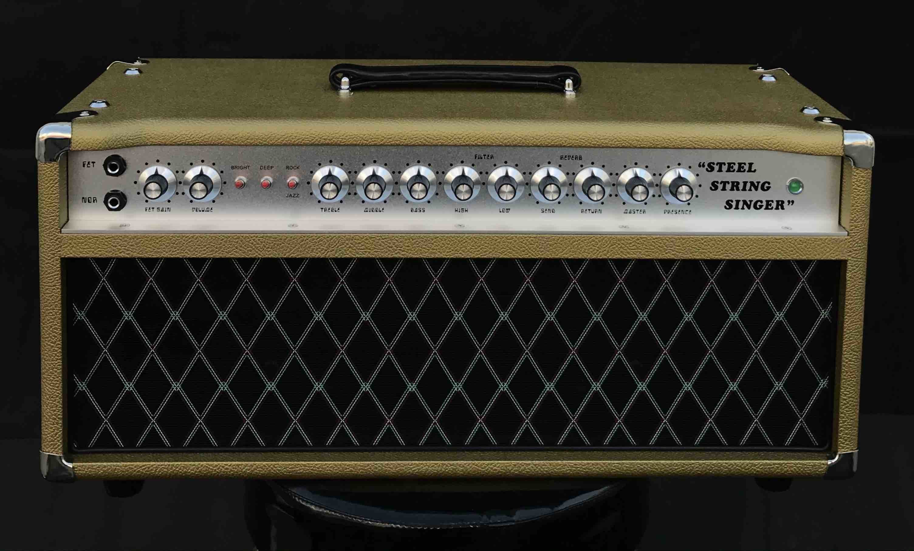 Custom SSS Steel String Singer Tone Deluxe Handwired Guitar Amp Head 100W with Imported Snake Tolex Vox Grill Cloth