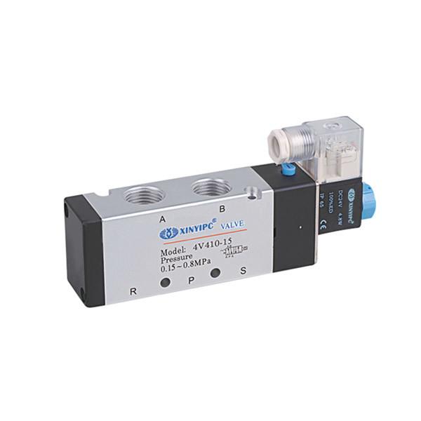 Black Body Pneumatic Solenoid Valve 4V Series Single Coil 3 / 2 Way White Light