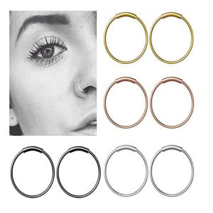 China Steel Hinged Clicker Seamless Piercing Nose Ring Hoop Lip Ear Ring-6/8/10mm Body Jewelry Piercing Clip Gift factory