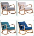 Stylish Living Room Furniture Upholstered Wood Rocking Chair and Stool for