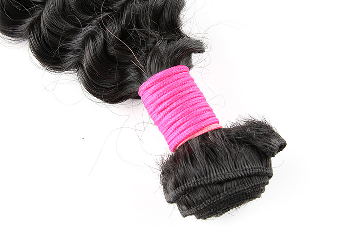 Natural Color Virgin Human Hair Extensions Deep Wave Full And High Density