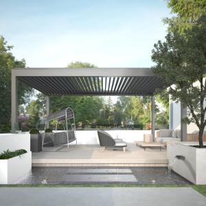 China Customised Outdoor Garden Patio Motorised Retractable Roof Bioclimatic Pergola Outdoor factory