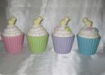 Fashionable Ceramic Kitchen Canisters Hand Painted Easter Cupcake Trinket Box