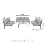 AJUNION 5 Piece Aluminum Outdoor Furniture Set Garden Sofa Patio Seating Lounge