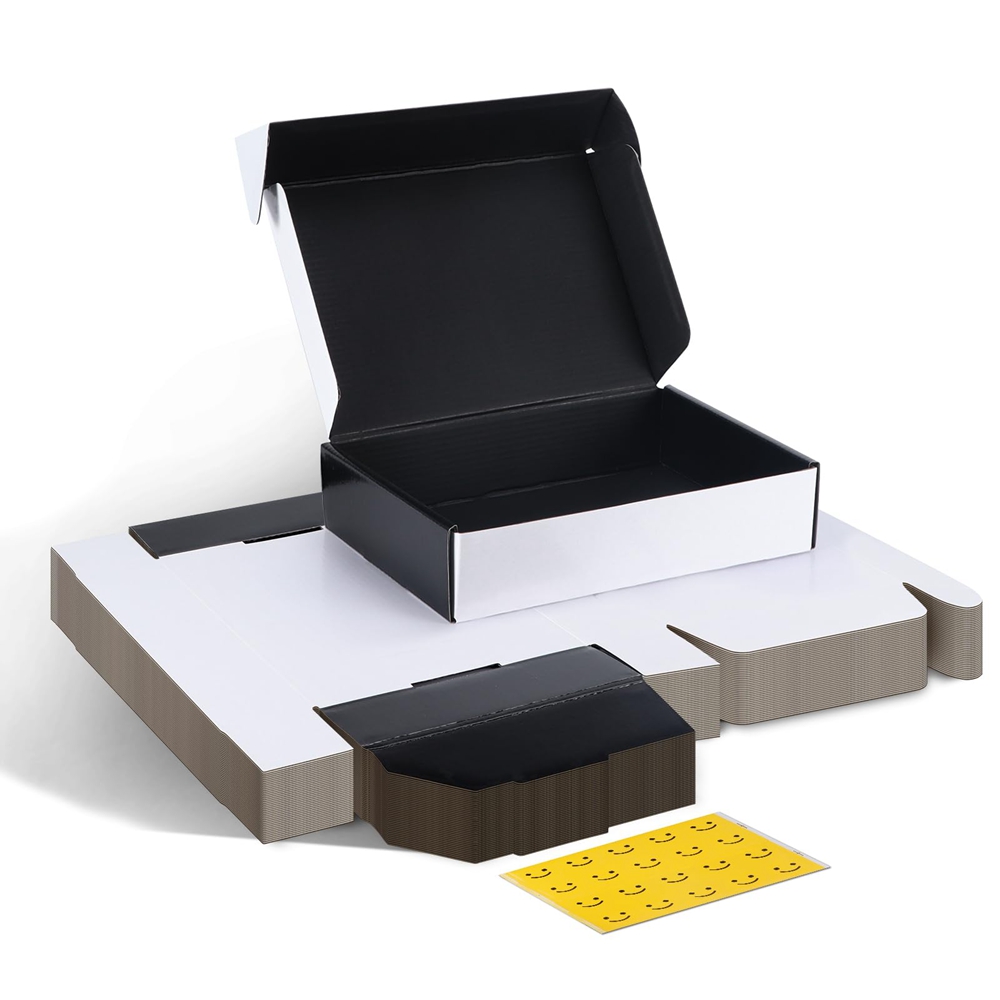 Recycled Materials Custom Logo Black White Carton Mailing Boxes for Luxury Shipping
