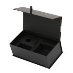 Magnetic Flap Closure Rigid Cardboard Luxury Black Packaging Gift Box With Paper