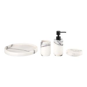 China 4pcs Marble Bathroom Accessories Set With White Round Shape factory